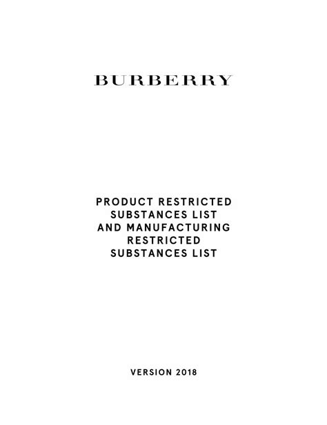 burberry product restricted substance list.